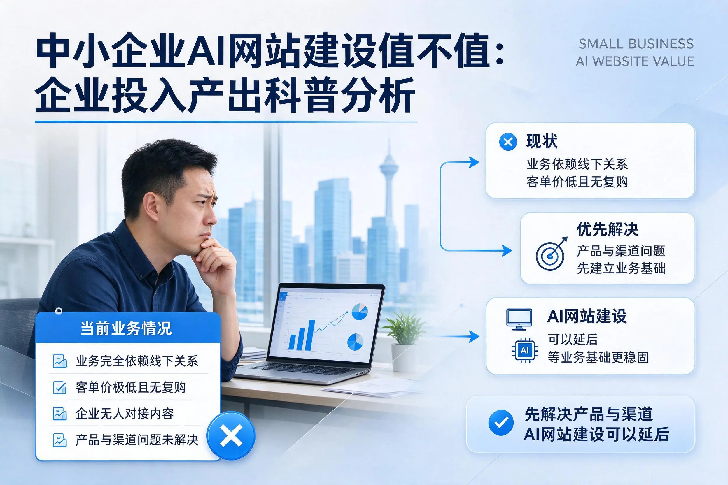 中小企业AI网站建设值不值：九江企业投入产出科普分析