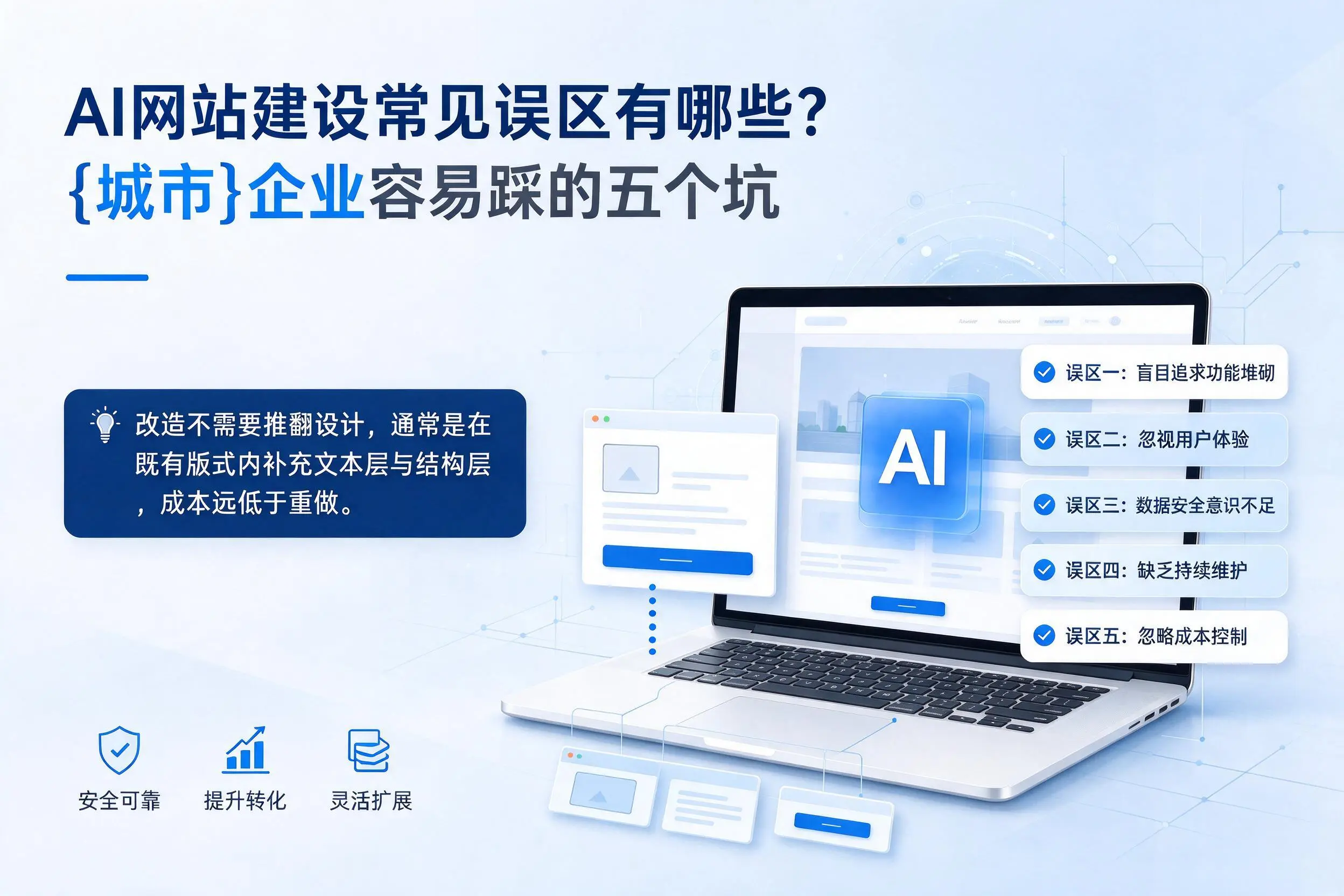 AI网站建设常见误区有哪些？九江企业容易踩的五个坑