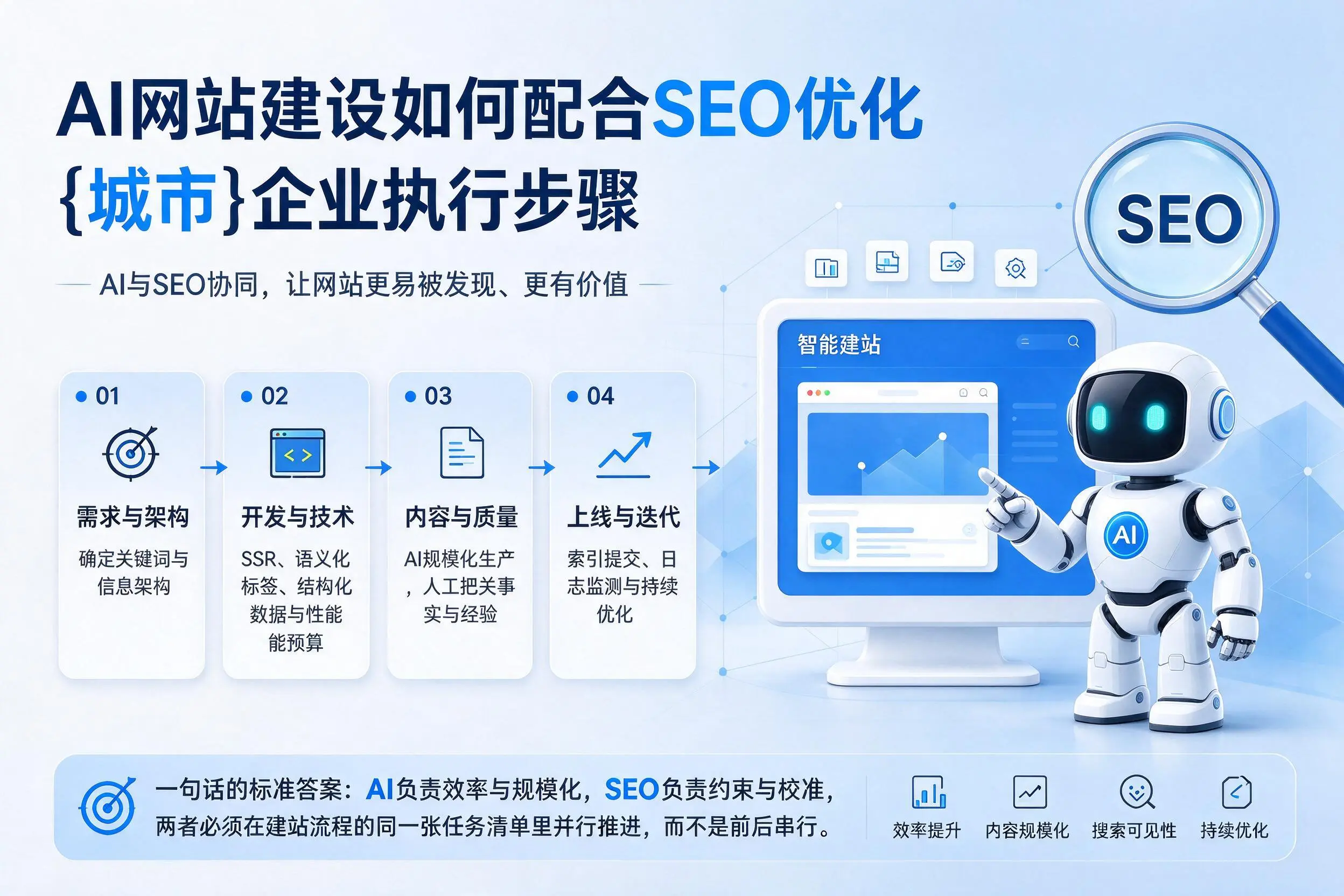 AI网站建设如何配合SEO优化，九江企业执行步骤