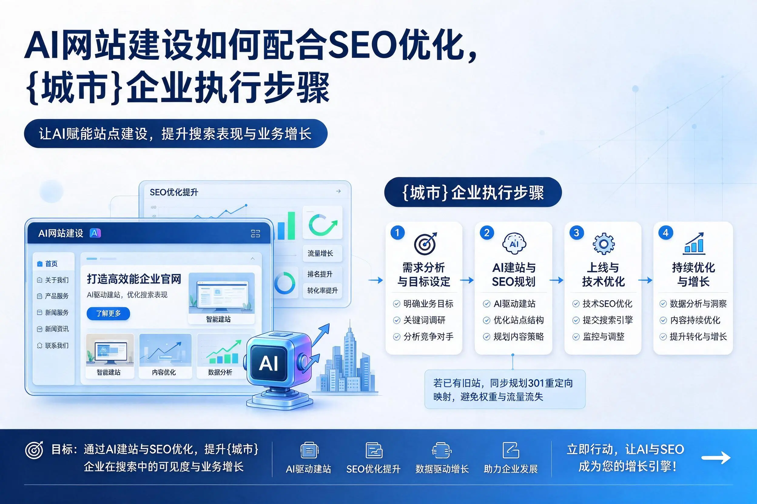 AI网站建设如何配合SEO优化，九江企业执行步骤