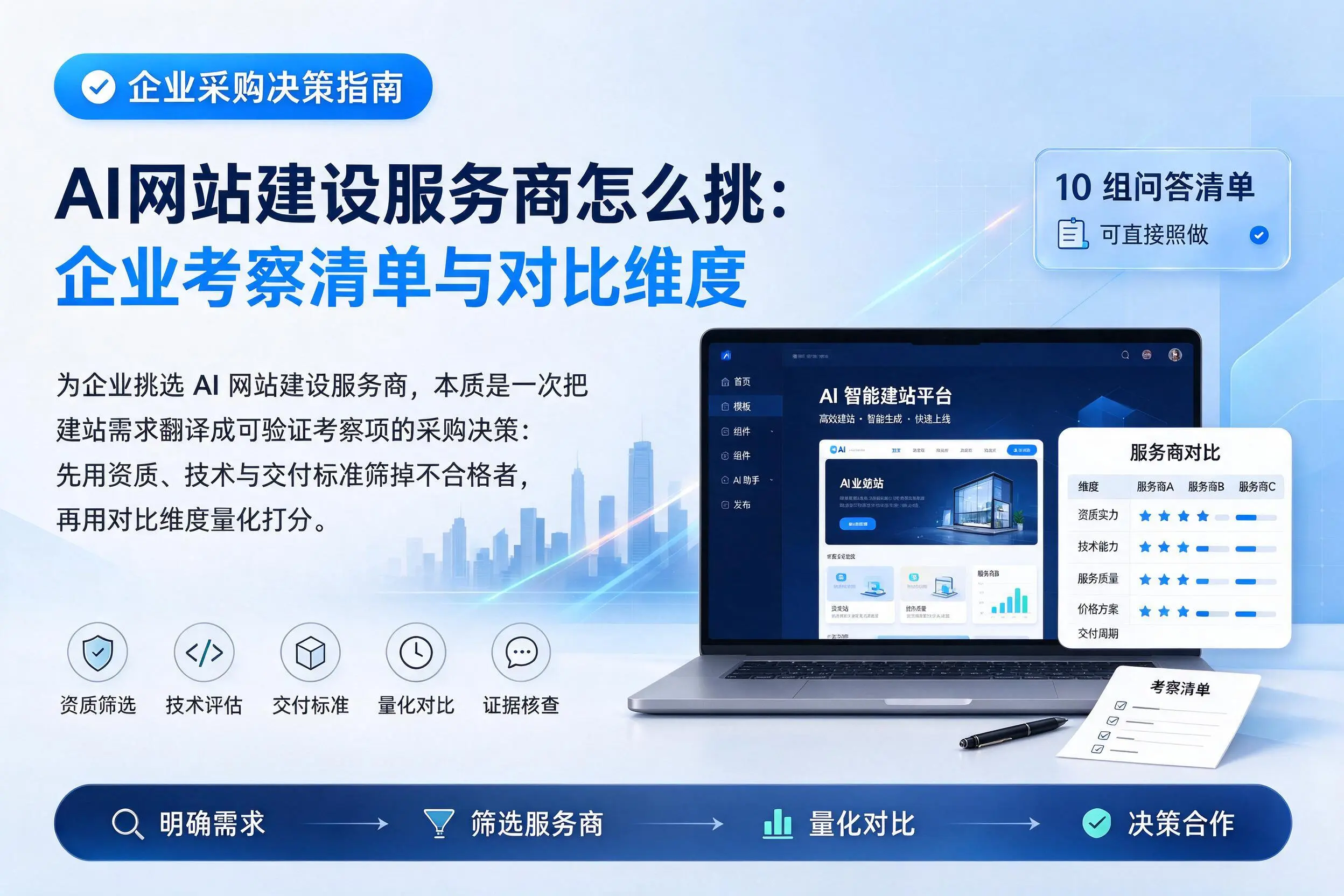 AI网站建设服务商怎么挑:九江企业考察清单与对比维度