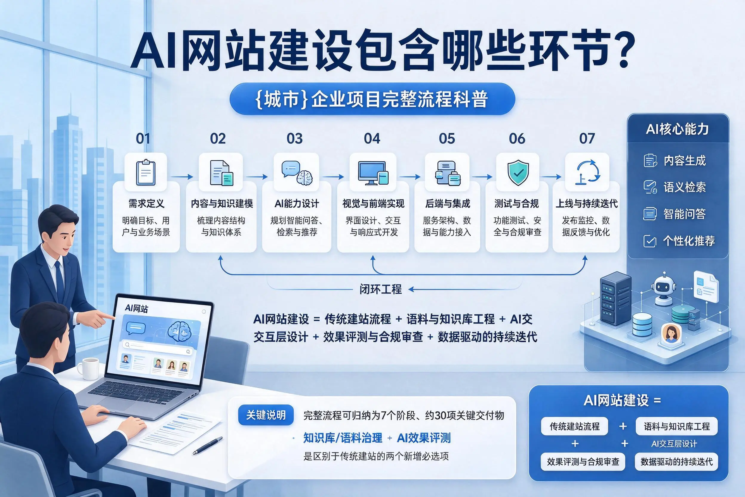 AI网站建设包含哪些环节?九江企业项目完整流程科普