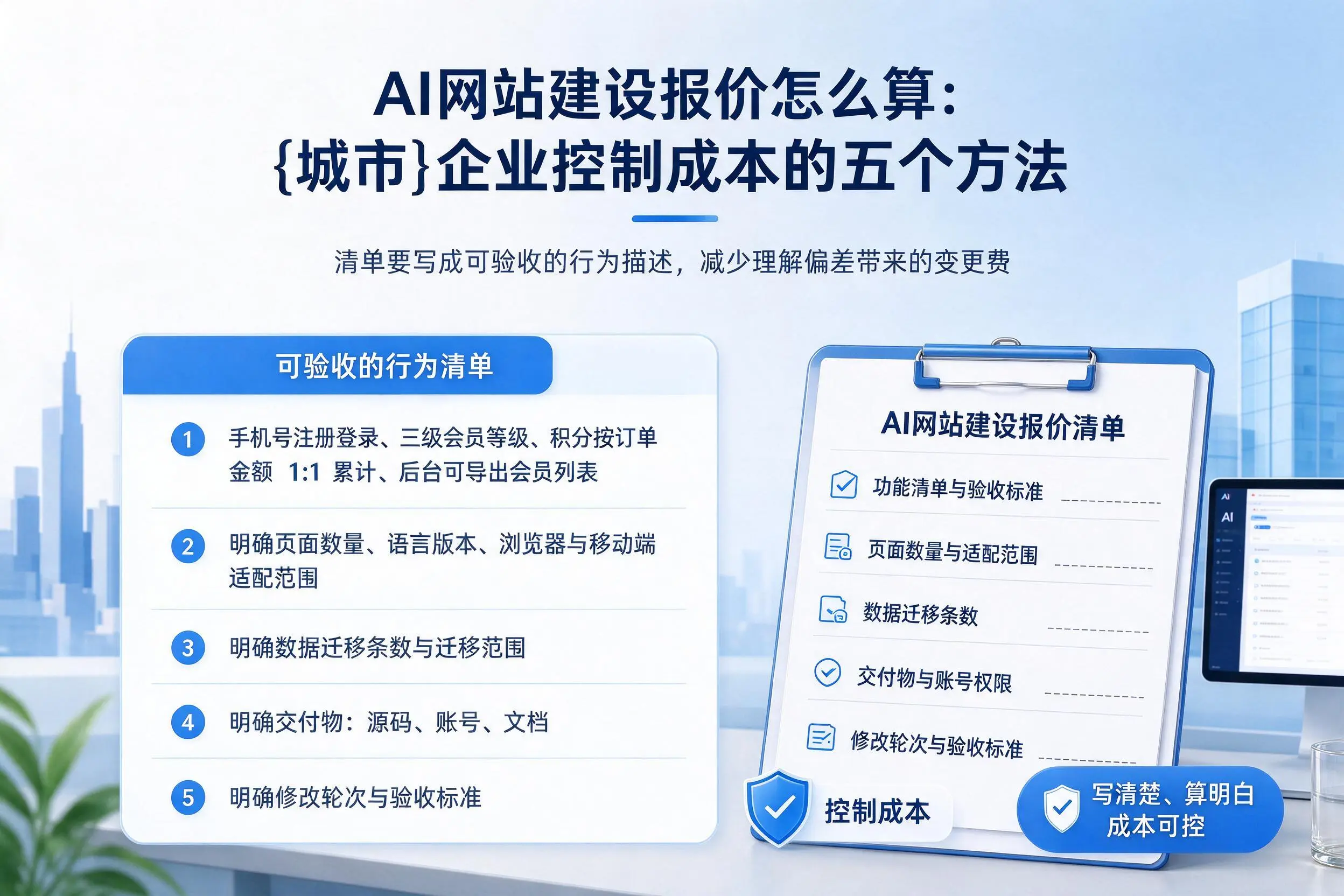 AI网站建设报价怎么算:九江企业控制成本的五个方法